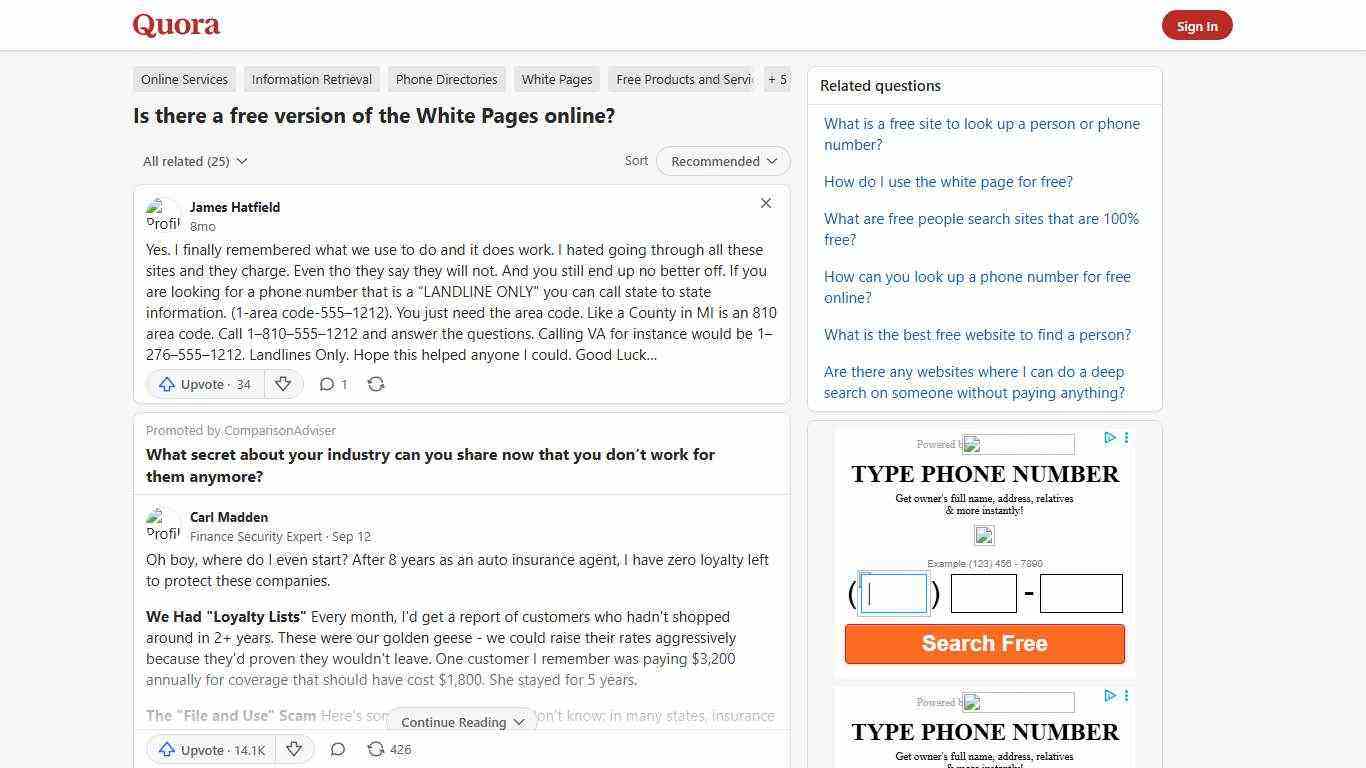 Is there a free version of the White Pages online? - Quora