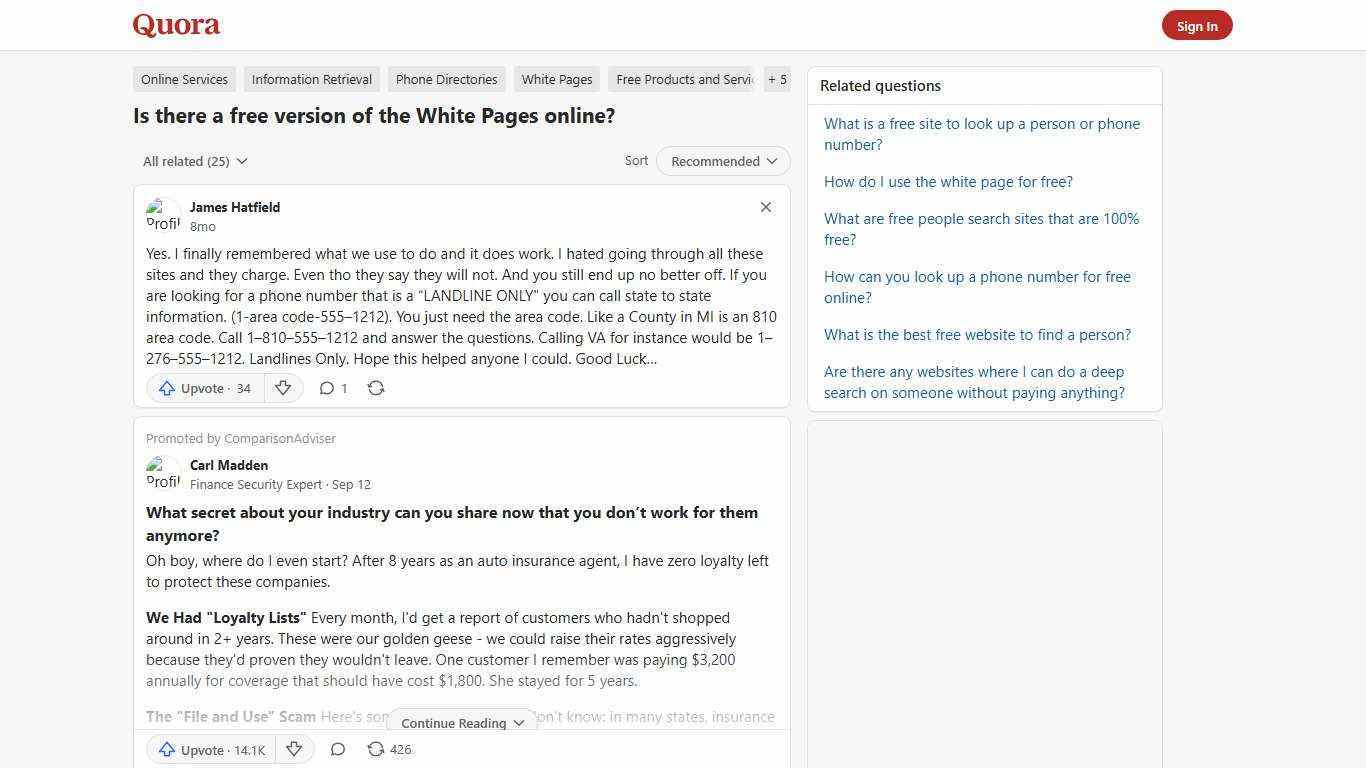 Is there a free version of the White Pages online? - Quora
